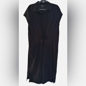REI Co Black Button-Up Dress with Capped Sleeves